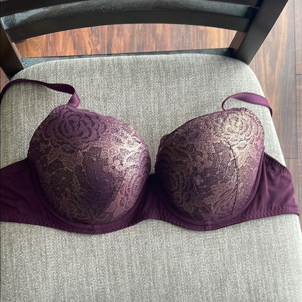 Elegant Lace Underwire Bra - Purple